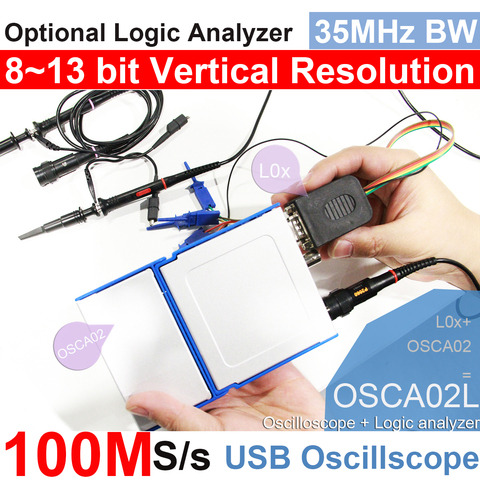 LOTO USB/PC Oscilloscope OSCA02, 100MS/s Sampling Rate, 35MHz Bandwidth, for automobile, hobbyist, student, engineers ► Photo 1/6