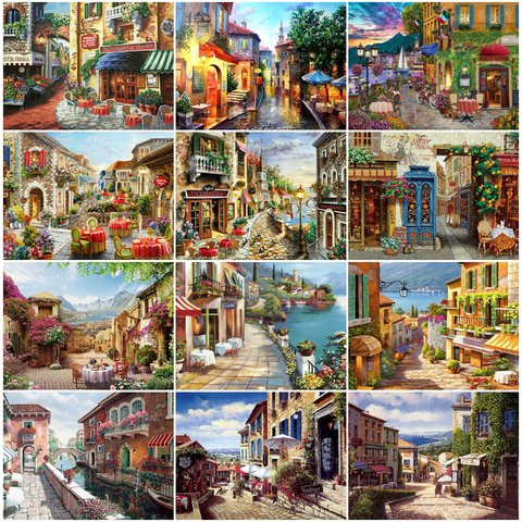 EverShine 5D Diamond Embroidery Street Picture Diamond Painting Full Square Seaside Landscape Rhinestone Mosaic Handmade Hobby ► Photo 1/6