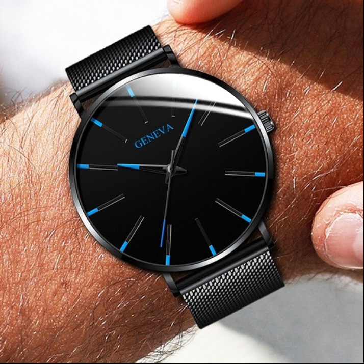 GENEVA Brand Simple Watch Men Clock Stainless Steel Mesh Men's Watches  Black High Quality Quartz Wristwatch relogio masculino - Price history &  Review, AliExpress Seller - Our Watches Store