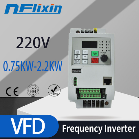 Free Shipping! 220v 1.5kw vector Inveter 50HZ VFD inverter Frequency Converter Variable Frequency Drive Spindle Motor Control ► Photo 1/6