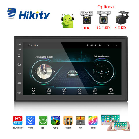 Hikity Android 8.1 Car Radio Stereo GPS Navigation Bluetooth wifi Universal 7'' 2din Car Radio Stereo Car  Multimedia Player ► Photo 1/5