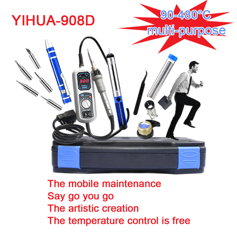 YIHUA 908D  60W Mini Electric Constant Electric soldering iron temperature Portable adjustable  digital display soldering statio ► Photo 1/5