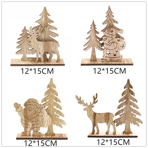 2022 New Year Xmas Wooden crafts Christmas ornaments Santa Claus Wooden DIY Christmas party family table decorations 1pcs FZ245 ► Photo 1/6