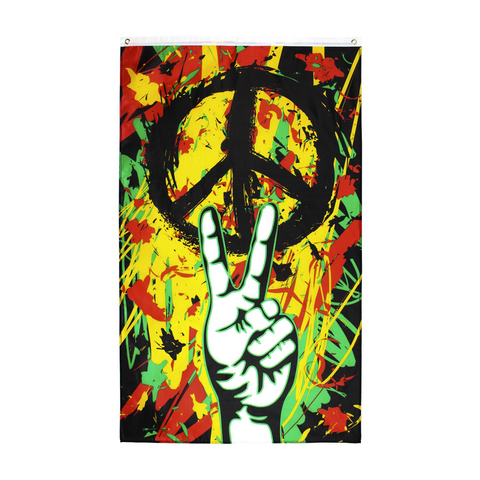 Flaglink 3x5fts 90*150cm Rasta Peace Grafitti Flag of BOB Marley Reggae Hippie Band ► Photo 1/6