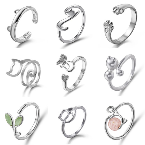 Fashion Women Finger Rings Pet Dog Paw Cat Ears Leaves Open Design Minimalist Ring Wedding Party Adjustable Ring Jewelry Gift ► Photo 1/6