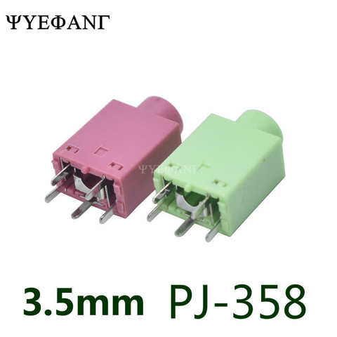 10Pcs PJ-358 3.5MM HD Audio Socket Connector Vertical 5Pin DIP-5 PJ358 Red / Black / Pink ► Photo 1/5