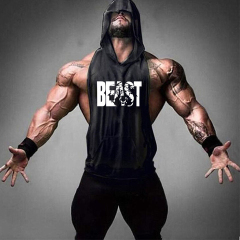 Beast Bodybuilding Stringer Tank Tops men Gyms Stringer Shirt Fitness Tank Top Men Gyms Clothing Cotton Vest hoodies ► Photo 1/6