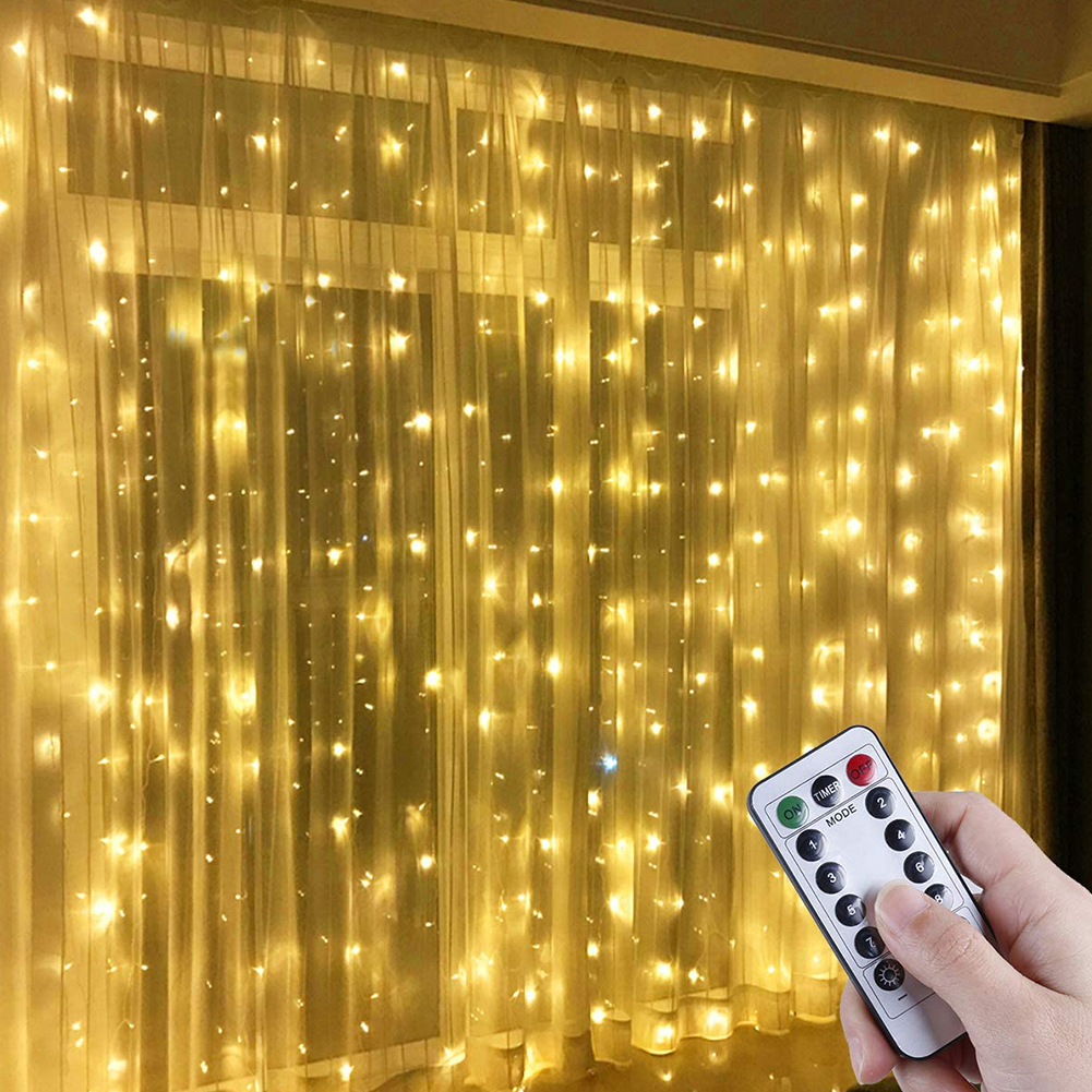 300LED Wedding Party Curtain Fairy Lights USB String Light Home Remote Control 