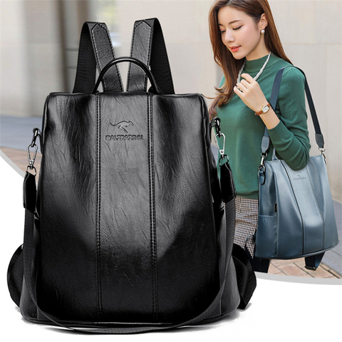 Anti-theft leather backpack women vintage shoulder bag ladies high capacity travel backpack school bags girls mochila feminina ► Photo 1/6