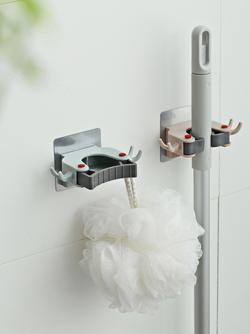 Hole-Free Mop Rack Bathroom Wall Hanging Mop Hook Bathroom Wall Broom Hanger Mop Clip ► Photo 1/6