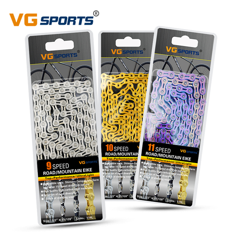 VG Sports Ultralight 8 9 10 11 Speed Bicycle Chain Bike Chain Half full Hollow 116L Silver Gold Mountain MTB Road Bike Chains ► Photo 1/6