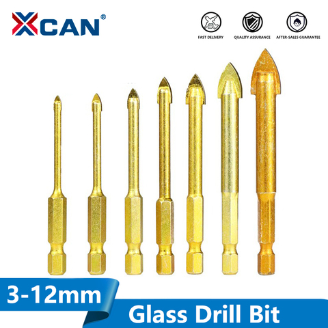 XCAN Carbide TCT Glass Drill Bits 1 Set 1/4'' Hex Shank Titanium Coated Power Tools Accessories Wall Glass Hole Drill ► Photo 1/6