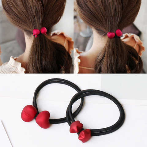 Red Elastic Hair Bands Ponytail Holder Scrunchies Round Ball Square Rabbit Star Hair Rubber Band Headband Lady Hair Accessories ► Photo 1/6