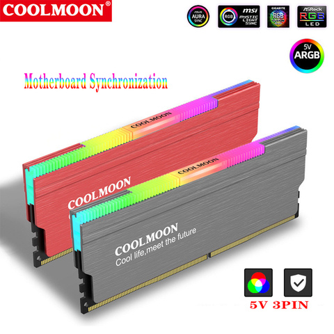 Memory Heatsink Cooler Radiator Shell RGB ARGB Synchronization Color Heat Sink Desktop Sever Ram Cooling Vest For DDR3 DDR4 ► Photo 1/6