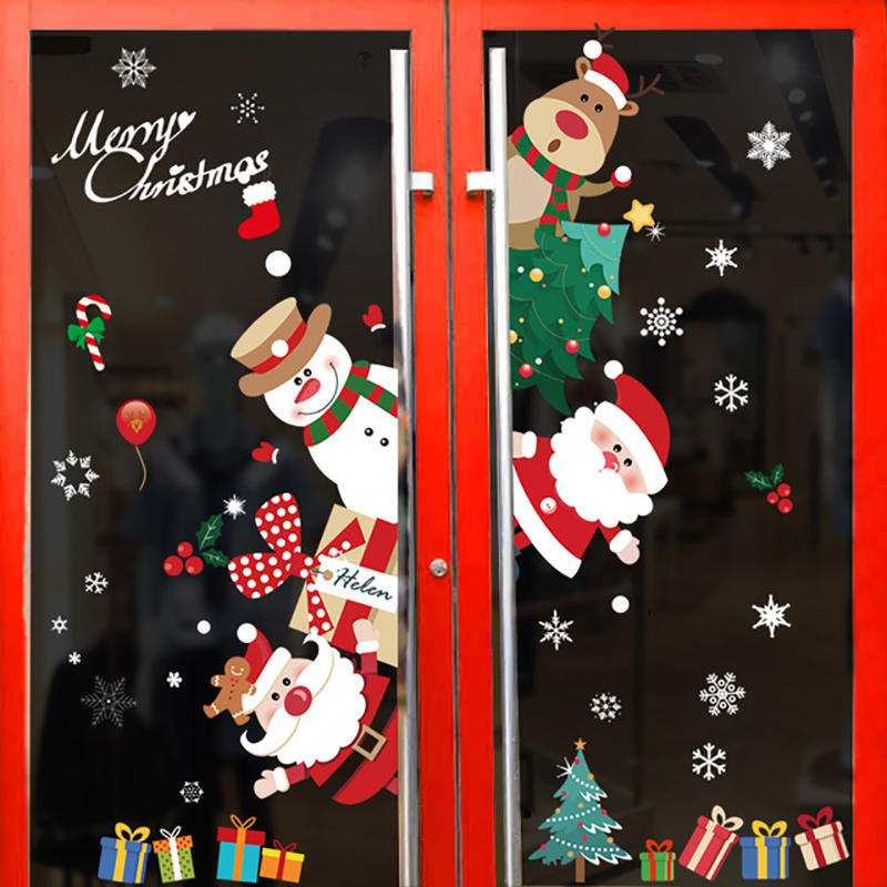 Christmas Wall Window Stickers Shop Home Decor Decal Xmas Ornament New Year 2020 