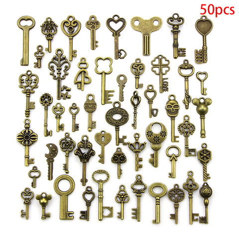50PCS DIY Mixed Vintage Key Charms Pendant Steampunk Bronze Jewelry Findings ► Photo 1/6