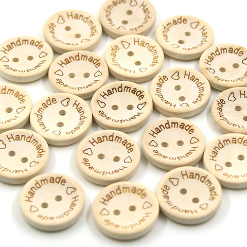 50Pcs Round Wooden Buttons Natural Color Handmade Button 2 Holes Baby Sewing Buckle 15MM 20MM 25MM Buttons For Clothing CraftDIY ► Photo 1/6