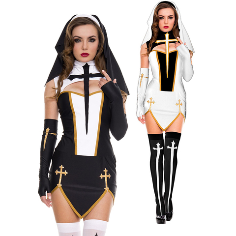 Sexy Lady Nun Superior Costume Carnival Halloween Church Religious Convent Cosplay Fancy Party Dress ► Photo 1/6