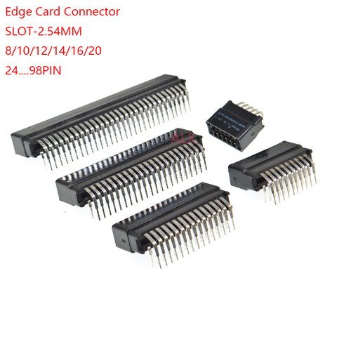 5pcs Right Angle Edge Card Connector Slot 2.54 mm Pitch 8/10/12/16/18/20/28/30/36/40/50/60/72/80/98 Pin PCB Gold Finger Socket ► Photo 1/6