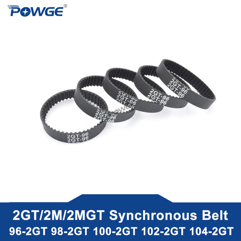POWGE 2MGT 2M 2GT Synchronous Timing Belt Pitch Length 96/98/100/102/104mm Width 6/9mm Teeth 48 49 50 51 52 In GT3 Closed Loop ► Photo 1/6
