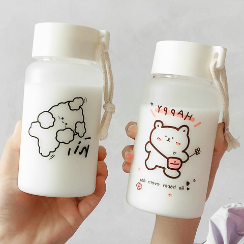 500ml Large Capacity Plastic Water Bottle Cute Children's Frosted Water Bottles Transparent Milk Carton Anti-drop Drink Bottle ► Photo 1/6