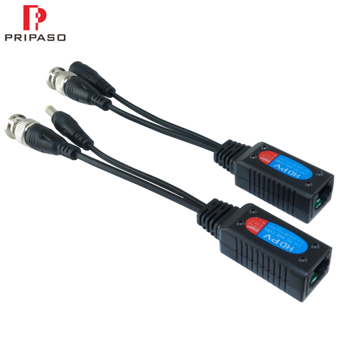 Pripaso 1 Pair 8MP HD Video Balun Cable CCTV Coax BNC Video Power Transceiver to RJ45 Connector Support HDCVI TVI AHD Camera ► Photo 1/6