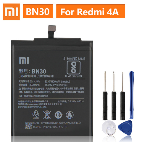 Original Replacement Battery For Xiaomi Mi Redmi Hongmi 4A Redrice 4A BN30 Genuine Phone Battery 3120mAh ► Photo 1/6