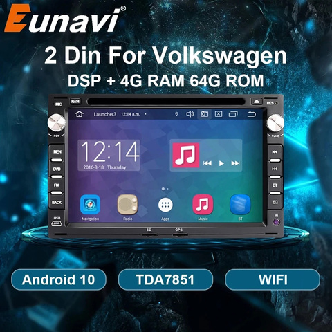 Eunavi 2 Din Android 10 Car DVD Radio multimedia player GPS For VW Volkswagen PASSAT B5 MK4 MK5 JETTA BORA POLO TRANSPORT T5 DSP ► Photo 1/6