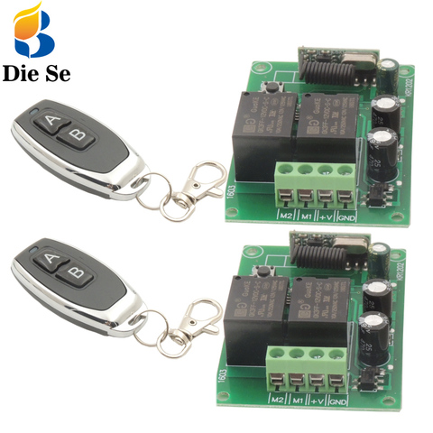 433MHz Universal Wireless Remote Control DC 12V 10A 2CH rf Relay Receiver and 2 Transmitters for remote Door/garage/motor switch ► Photo 1/6