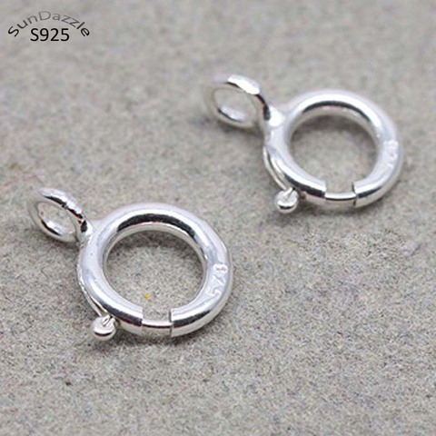 2pcs 5-10mm Real Pure Solid 925 Sterling Silver Spring Ring Clasp with Open Jump Ring Connection Buckle Jewelry Making Findings ► Photo 1/6