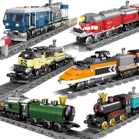 QWZ New Technic Battery Powered Electric Classic City Train Rail Building Blocks Bricks Gift Toys For Children Boys Girls ► Photo 1/6