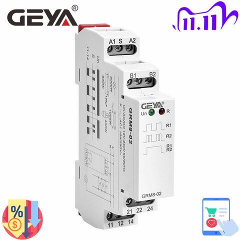 GRM8 Latching Relay Memory Relay Impulse Relay Electronic Type 16A Step Relay Din Rail AC230V OR AC/DC12-240V GEYA ► Photo 1/6