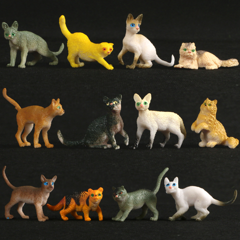 Farm Animals 12pcs Simulation Animal model Pet Cat Action Figures mini Plastic Models Doll Kids Toys ► Photo 1/6