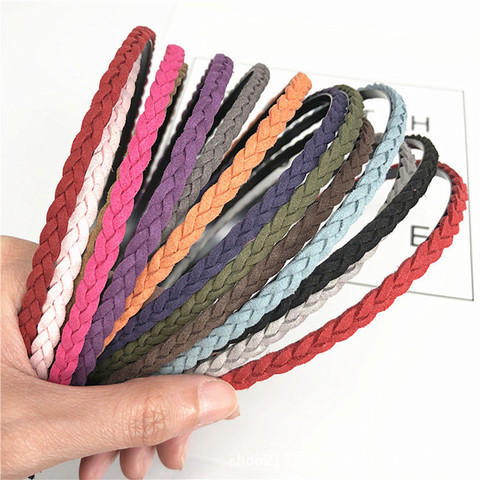 12 Color Braided Twist Leather Hairband Handmade 5mm Solid Thin Headband Bohemian Headwrap Hair Accessories For Women Girls ► Photo 1/5