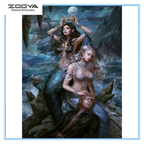 Zooya 5D Diy Diamond Painting Sexy Mermaid New 3D Diamond Crystal Embroidery Cross Stitch Mosaic Wall Home Decor Art Gift  Lx342 ► Photo 1/6