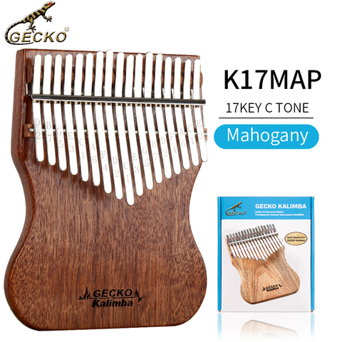 GECKO Kalimba 17 Keys Full veneer solid Mahogany Body,with Instruction and Tune Hammer, Portable Thumb Piano C/B Tone K17MAP ► Photo 1/6