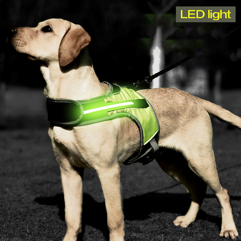 LED Luminous Dog Harness Light Up Dog Chest Strap Vest Pet Safety Reflective Harness Collar Pet Vest For Husky shepherd Labrador ► Photo 1/6