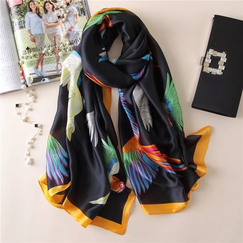 2022 women Flower quality scarf fashion beautiful soft silk scarves lady shawl Foulard Beach hijab wrap foulard bandanna muffler ► Photo 1/6