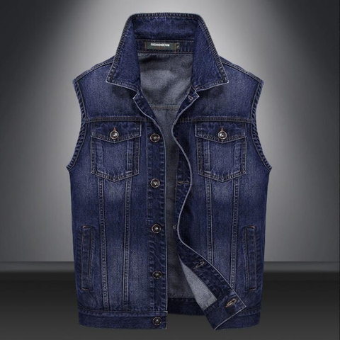 Men Denim Vest Spring and Summer Autumn Cowboy Sleeveless Male Waistcoat Short Style Mens Denim Vests Outerwear Designer  vest ► Photo 1/6