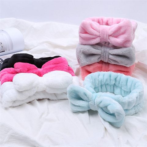 Flannel Cosmetic Headbands Soft Bowknot Elastic Hair Band Hairlace for Washing Face Shower Spa Makeup Tools ► Photo 1/6