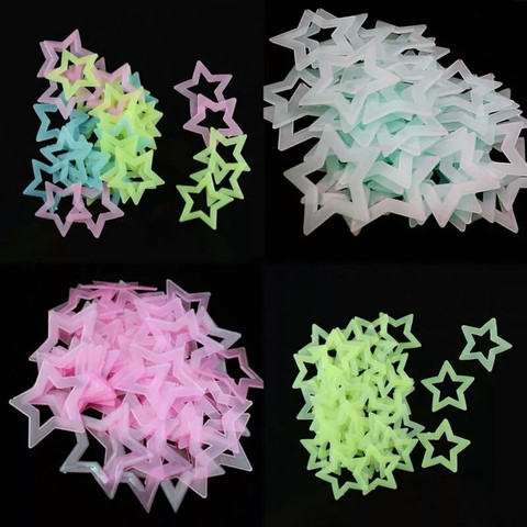 3D Hollow Star Energy Storage Fluorescent Glow In the dark Luminous on Wall Stickers for Kids Room living room Decal ► Photo 1/6