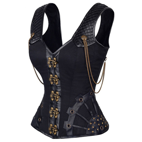 Steampunk Corset Sexy Bustier Top Gothic Leather Corset Overbust Corselet Vest Shaper Women Body Shapewear Slimming Belly Sheath ► Photo 1/6