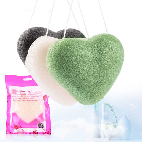 1pcs Cosmetic Puff Natural Konjac Sponge Face Cleaning Sponge Wash Flutter Heart Shape Konjac Puff Facial Cleanser Tool ► Photo 1/6