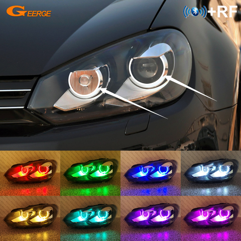 RF remote Bluetooth APP Ultra bright Multi-Color RGB led angel eyes For VOLKSWAGEN VW GOLF GTI VI MK6 2008-2012 XENON HEADLIGHT ► Photo 1/6