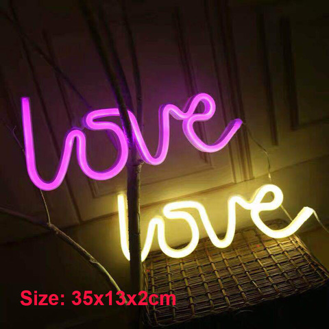 LED Neon Lights Love Shape Night Light Sign Lamp (Battery box + USB) Double Powered Nightlight for Indoor Christmas Wedding ► Photo 1/6