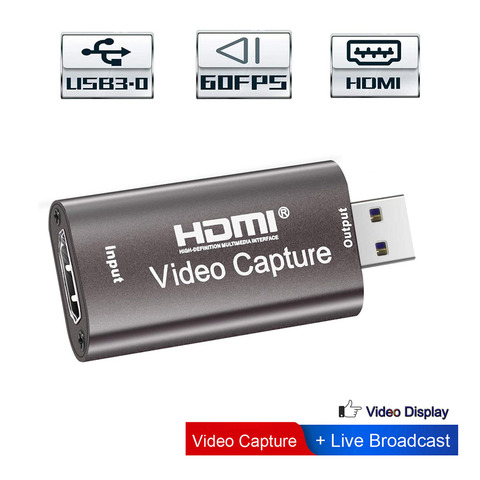 Audio Video Capture Card 60fps, 4K HDMI USB 3.0 2.0 Reliable Video Converter For Game Streaming Live Broadcasts Video Recording ► Photo 1/6