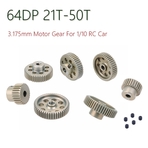 64DP 3.175mm 21T-25T/26T-30T/31T-35T/36T-40T/41T-45T/46T-50T Pinion Motor Gear For 1/10 RC Car ► Photo 1/6