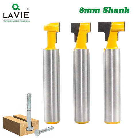 3pc 8mm Shank T-Slot Cutter Router Bit Set Key Hole Bits Hex Bolt T Slotting Milling Cutter for Wood Woodworking Tool C08-142 ► Photo 1/6
