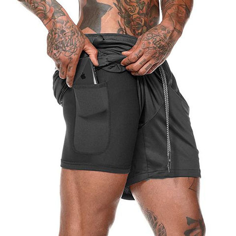 Men 2 in 1 Running Shorts Jogging Gym Fitness Training Quick Dry Beach Short Pants Male Summer Sports Workout Bottoms Clothing ► Photo 1/6