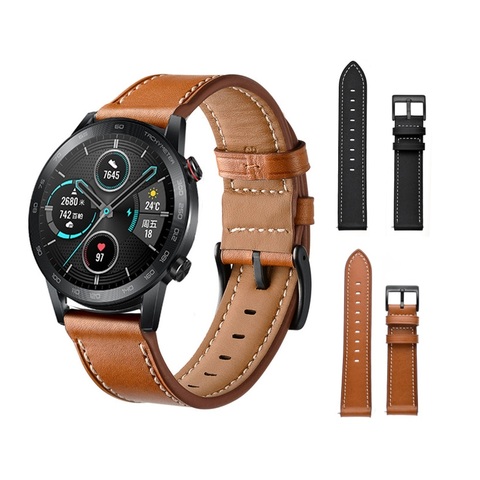 Genuine Leather Watch Band Strap for Honor Magic 2 46mm Replacement band for Huawei Watch GT 2 46mm Wrist strap new accessories ► Photo 1/6